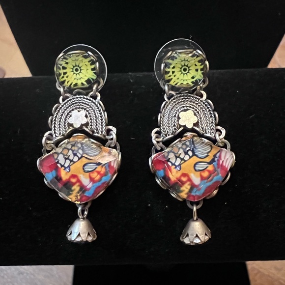 Ayala Bar Earrings. Handmade in Isreal. Handblown Glass. Vintage and HTF - Picture 1 of 3